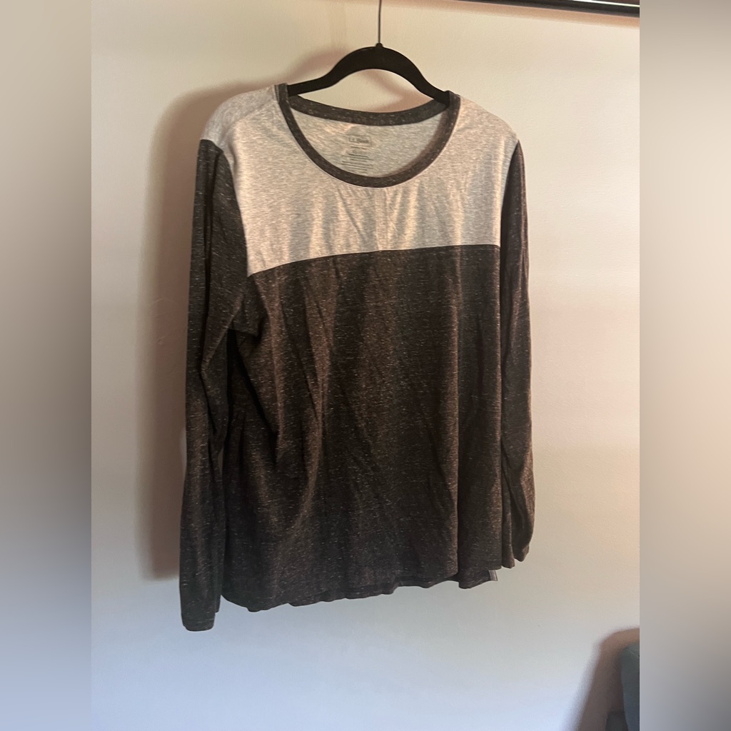 L.L. Bean Long Sleeve Colorblock Tee Xl Regular (Shrink-Free)